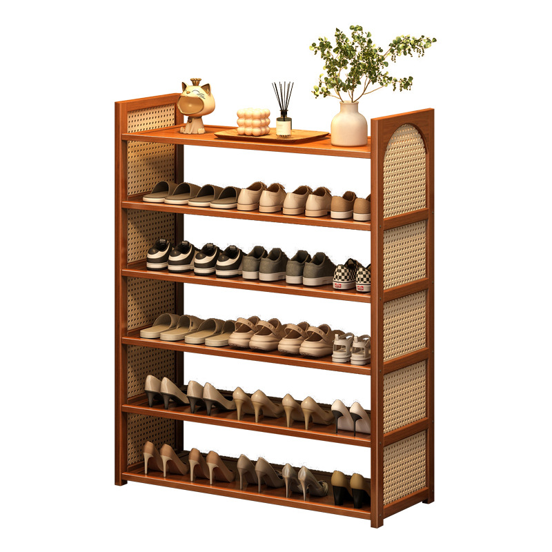 Estante de zapatos de tela de caña multicapa simple sala de estar doméstica de acabado económico de almacenamiento estante de almacenamiento ahorro de espacio gabinete de zapatos