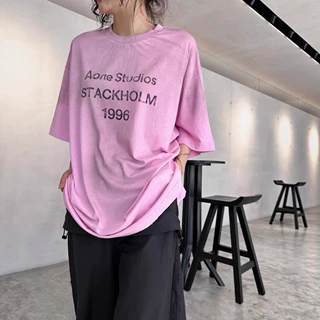 新款AC夏季复古经典水洗1996做旧圆领套头宽松休闲短袖T恤男女款