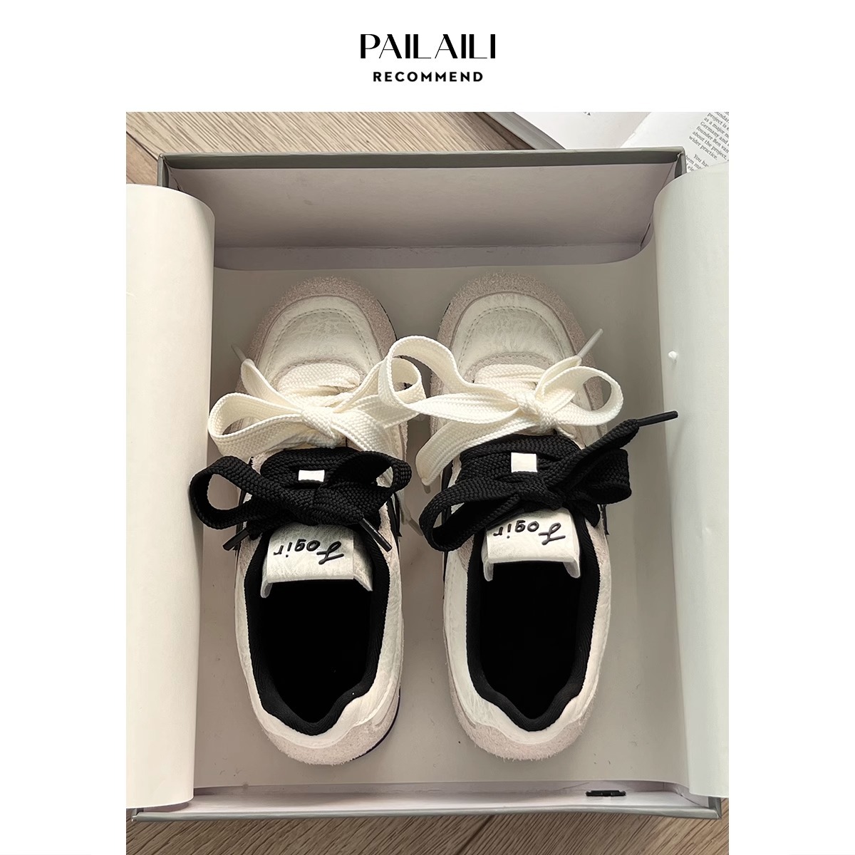 Primavera de 2025 nuevos zapatos de entrenamiento de 4cm de altura de tacones de pieza de cuero esmerilado nicho de zapatos deportivos casuales de color combinado Agan