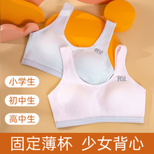 夏季发育期少女文胸固定杯女大童棉背心初高中中学生内衣柔软亲肤