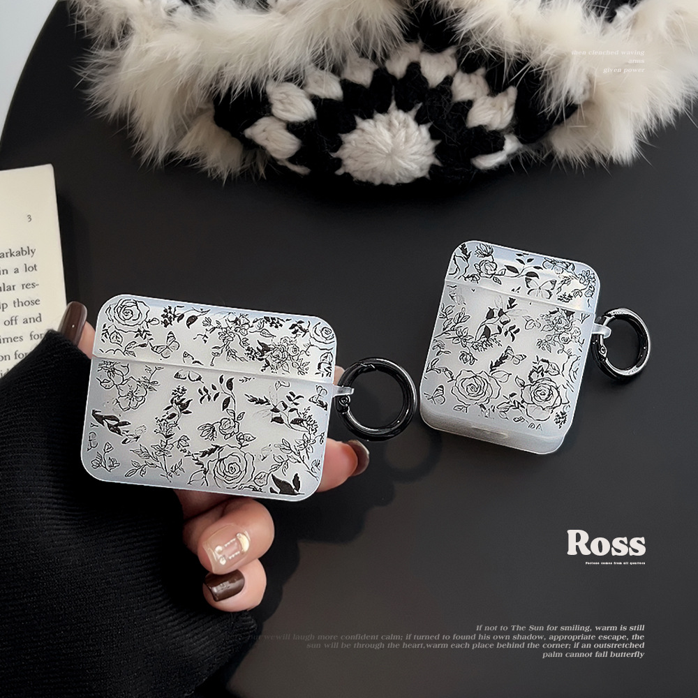 Sketch Rose mariposa para Apple airpodspro 2 funda protectora viento oscuro 1/2 auricular Bluetooth caso 3 Generación