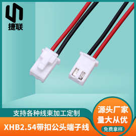 厂家1007-24AWG红黑线XHB-2PIN公头端子线XH2.54带扣防拉连接线