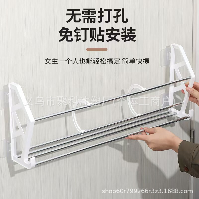菲律宾热销免打孔免钉门后简易鞋架组装鞋架浴室拖鞋架壁挂置物架|undefined