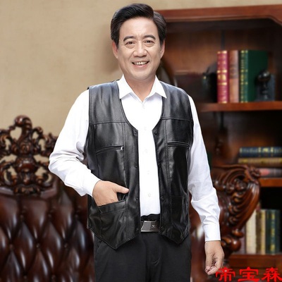 Autumn and winter new pattern Pima Middle and old age man Plush thickening vest dad Large keep warm waistcoat coat