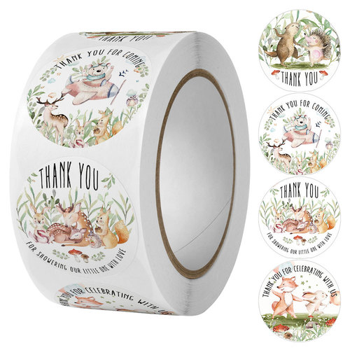 Round cartoon decorative label cute hand-painted animal sticker simple ins internet celebrity sealing sticker 500 stickers/roll