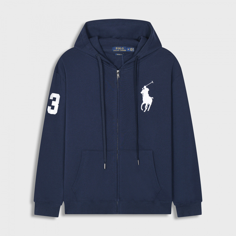 Spring and Autumn Lightweight Rl Hooded Cardigan Solid Color Sweatshirt Embroidered Loose Oversized Polo Men's Jacket Spring and Autumn Lightweight Rl Hooded Cardigan Solid Color Sweatshirt Embroidered Loose Oversized Polo Men's Jacket