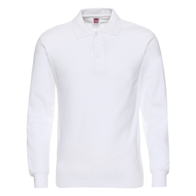 Solid Color King Men's 1AD01 Cotton 220g Long Sleeve POLO Shirt Double Bead Loose Lapel T-shirt Work Clothes Customization