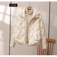 AliExpress осенне-зимний новый короткий искусственный двухсекционный повседневный маленький легкий пуховик с капюшоном, уменьшающий возраст