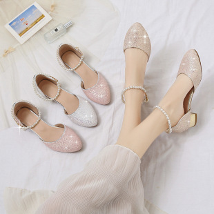 26 -- 39 yards girls sandals spring and summer new style Baotou performance crystal shoes host leather shoes catwalk dress shoes foreign trade