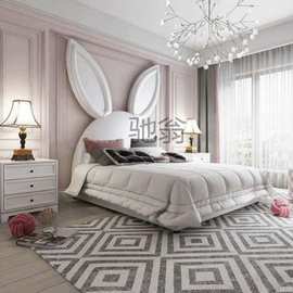 rcs现代简约兔耳朵床抖音款网红床 美式儿童房卧室公主床梦幻女孩