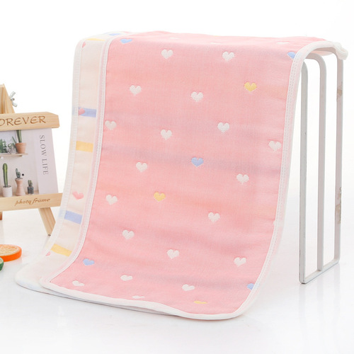 Manufacturer wholesale six-layer gauze towels 35*75 pure cotton adult face towels cartoon children bath towels large towels