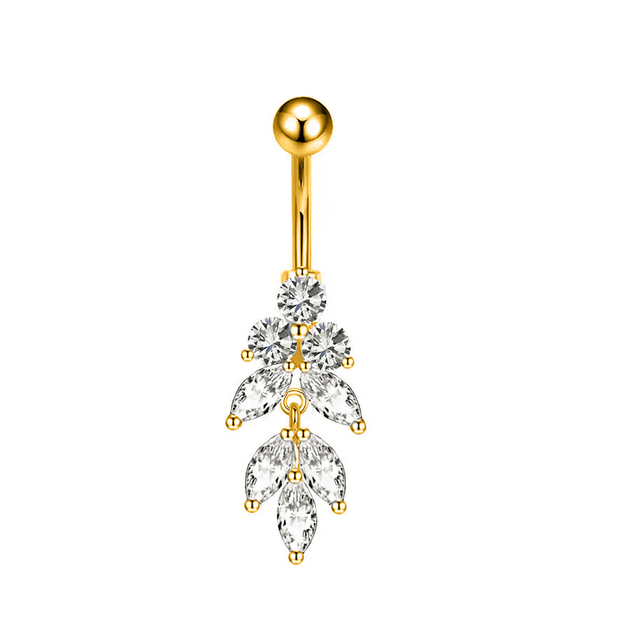 European American Cross-border E-commerce Piercing Jewelry: Navel Rings With Flowers, Hearts, Leaves, And Zirconia In_voghion.com