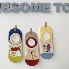 春夏新款卡通提花硅膠防滑淺口隱形襪子女 ins潮流女襪獨立包裝