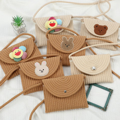 女士夏季手拿信封袋手機包斜挎2023新款洋氣小包包草包編織草編包