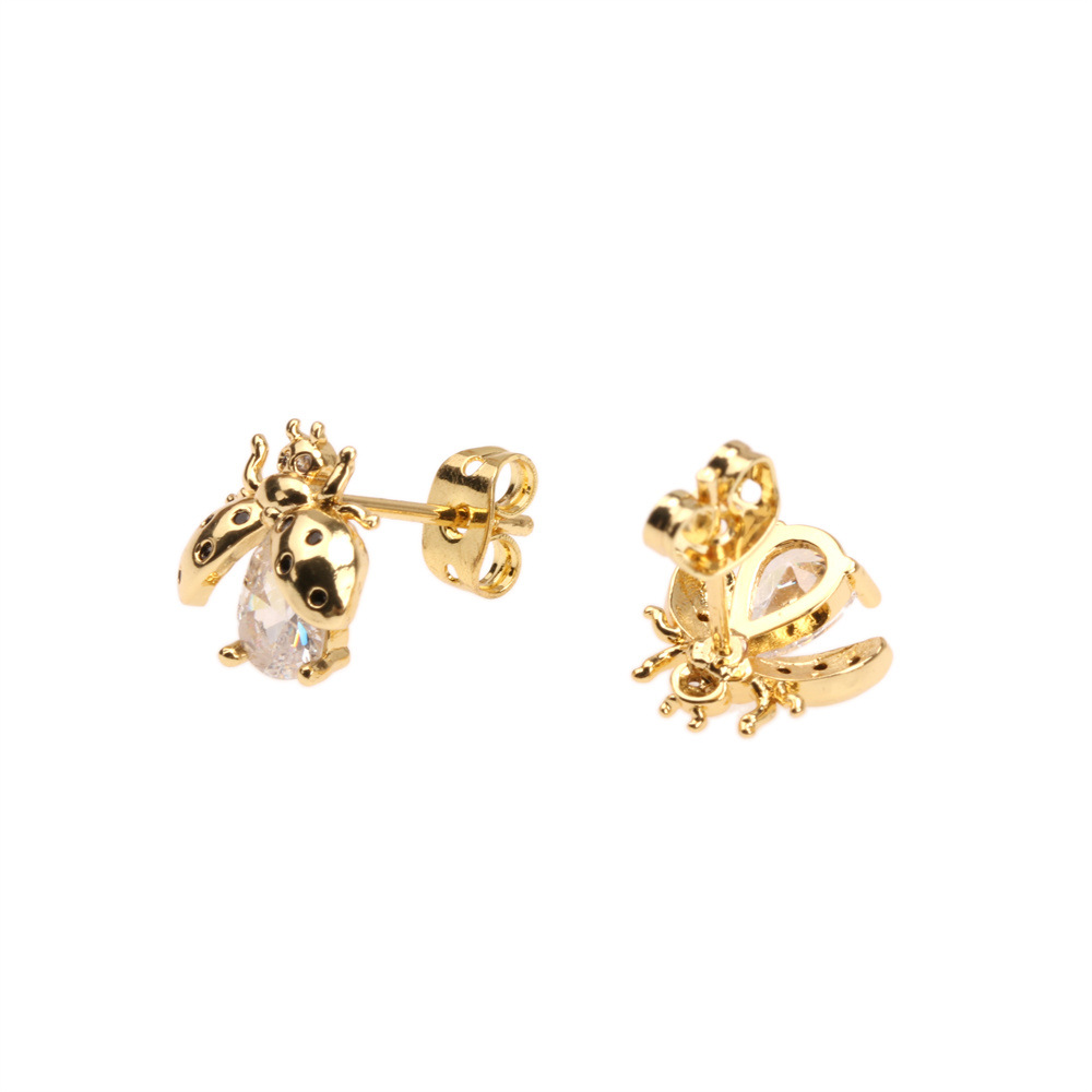 European and American fashion insect temperament copper diamond earringspicture1