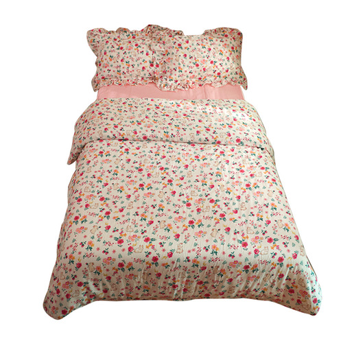 Huazhi Little Rabbit~丨Pure cotton double-layer yarn French retro lace four-piece bed sheet quilt cover Year of the Rabbit bedding set