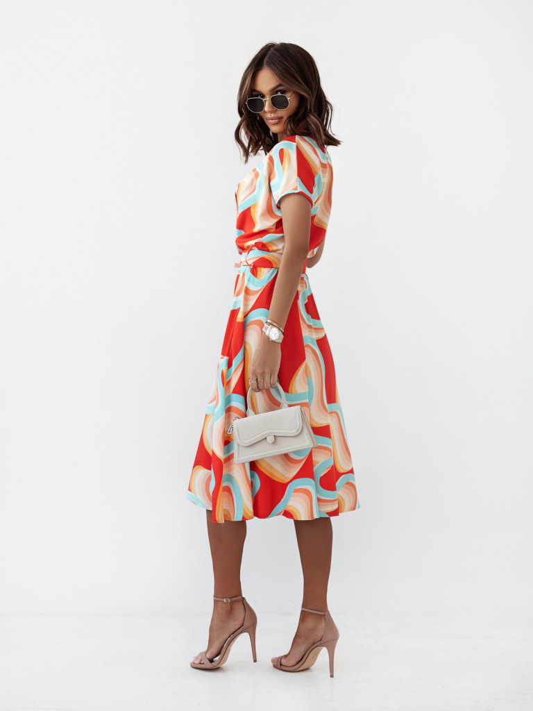 Women's A-line Skirt Fashion V Neck Printing Patchwork Short Sleeve Printing Maxi Long Dress Daily display picture 8