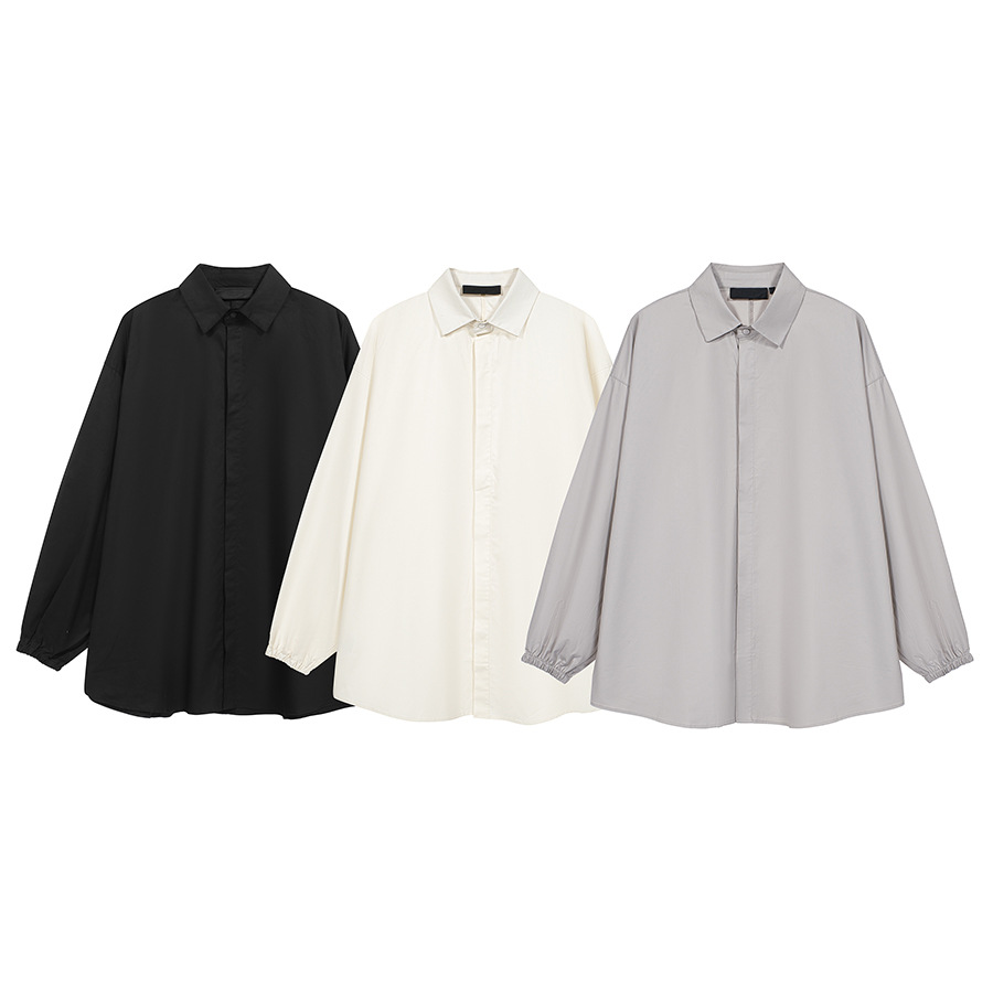23FW marca nueva serie FOG ESSENTIALS carta de color sólido adhesivo camisa de manga con cordón de longitud media
