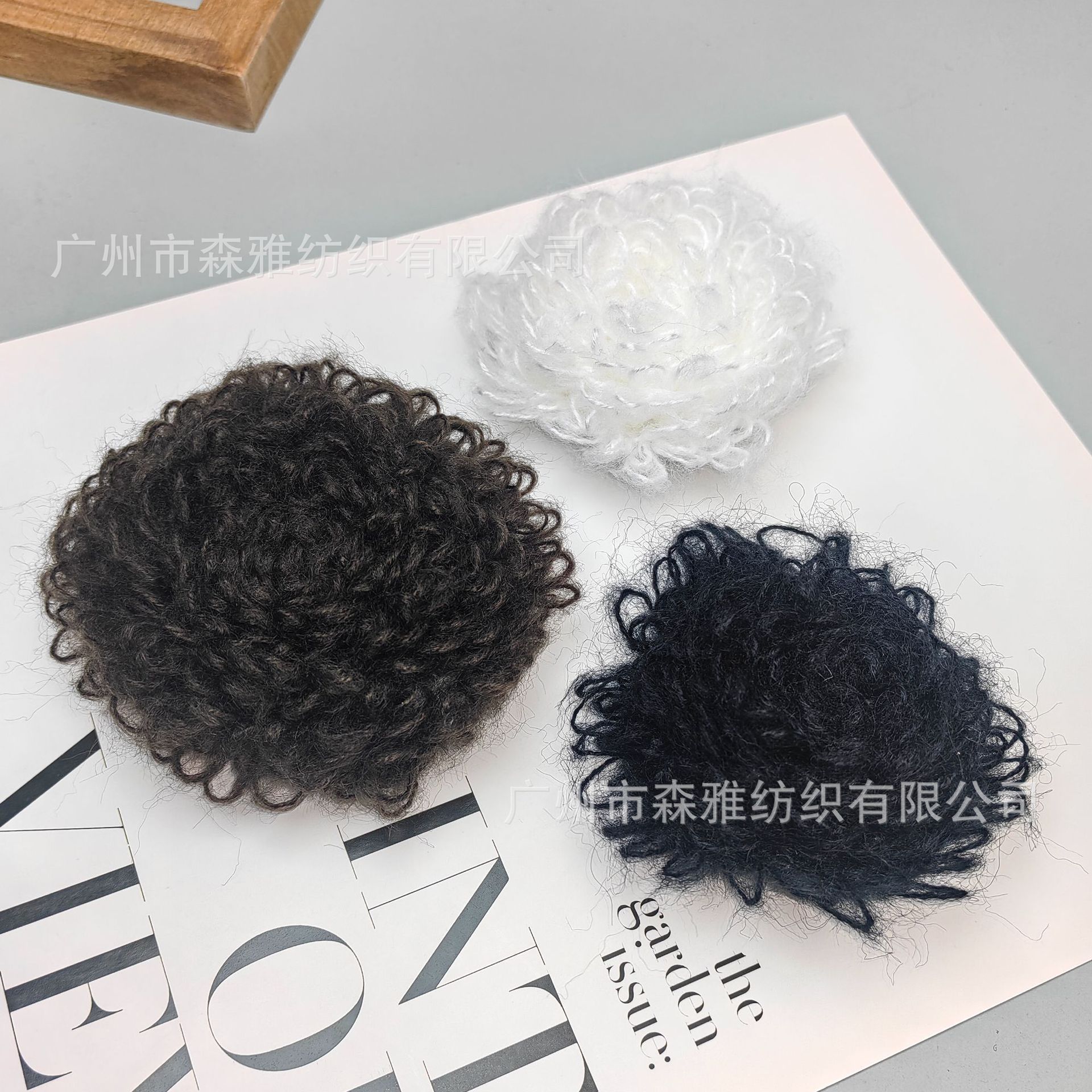 Clásico cabello de mohair pequeño peluche acessorios de cabello de mohair encaje cinta DIY bufandas mantas
