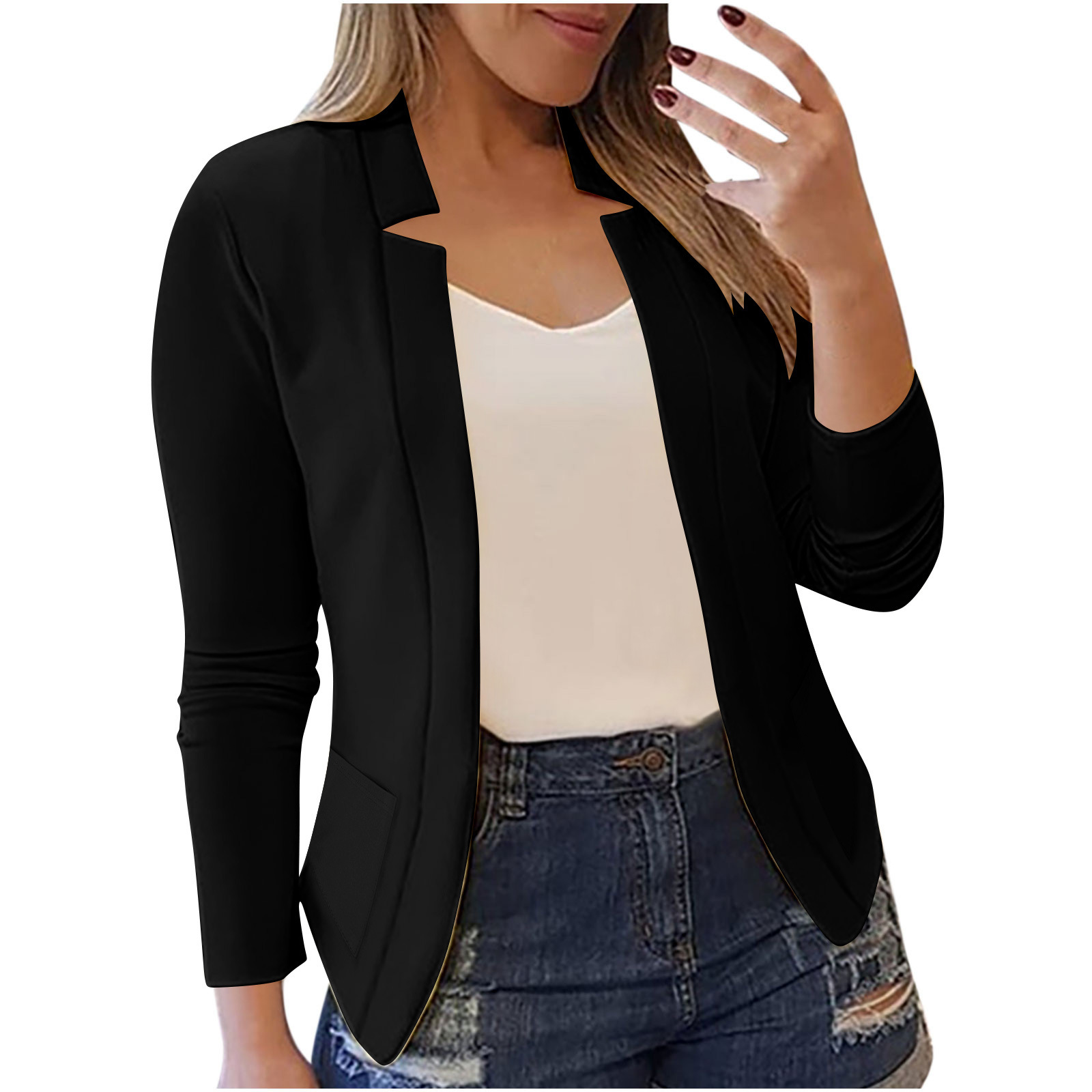 2024 Autum Witer New Amazo Wish Hot-Sellig Solid Color Casual Professioal Pocket Small Blazer Jacket Wome's_voghion.com