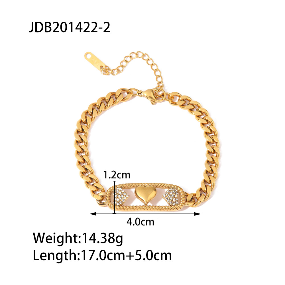 Fashion Moon Heart Shape Stainless Steel Plating Inlay Artificial Gemstones Bracelets Necklace 1 Pie