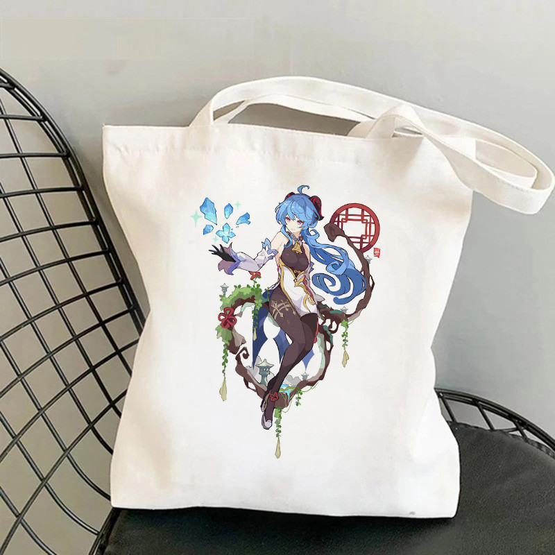 Comercio exterior transfronterizo Genshin Impacto Y2K impresión bolsa de lona Harajuku bolsa de hombro bolsa de moda bolsa de compras