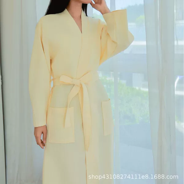 Hotel-Grade Bathrobe, 100% Cotton Waffle Bathrobe with Three-Dimensional Texture + Moisture-Wicking, Lightweight, and Warm for All Seasons