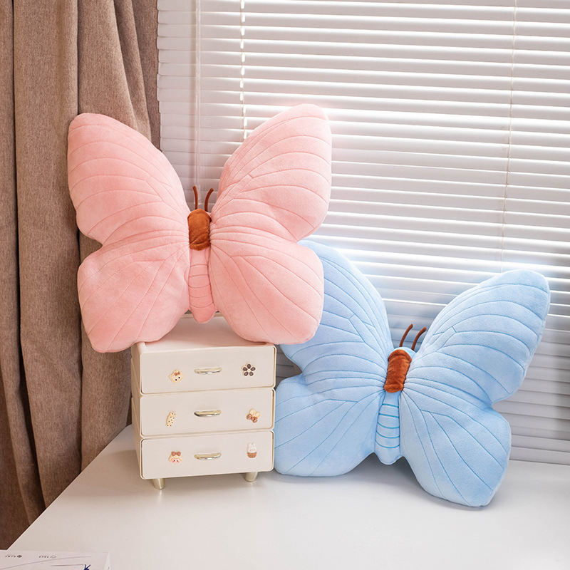 Ins Cross-border Simulation Butterfly Pillow Plush Toy Living Room Sofa Pillow Cushion Girl Heart Decoration Ornaments