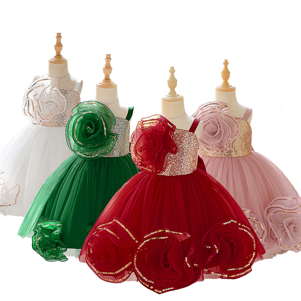 Vestido para niños de Amazon, vestido de princesa, vestido de flor, vestido de fiesta de niña de flores, vestido de noche de un año de bebé