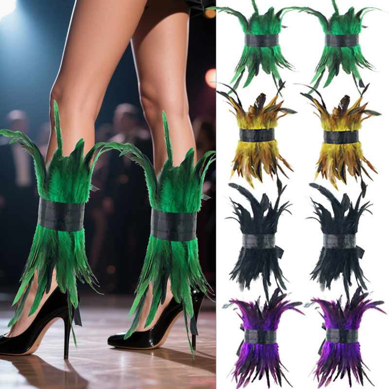 Halloween nuevo Amazon venta caliente plumas juego de baile vestido de gala desfile espectáculo accesorios de vestuario