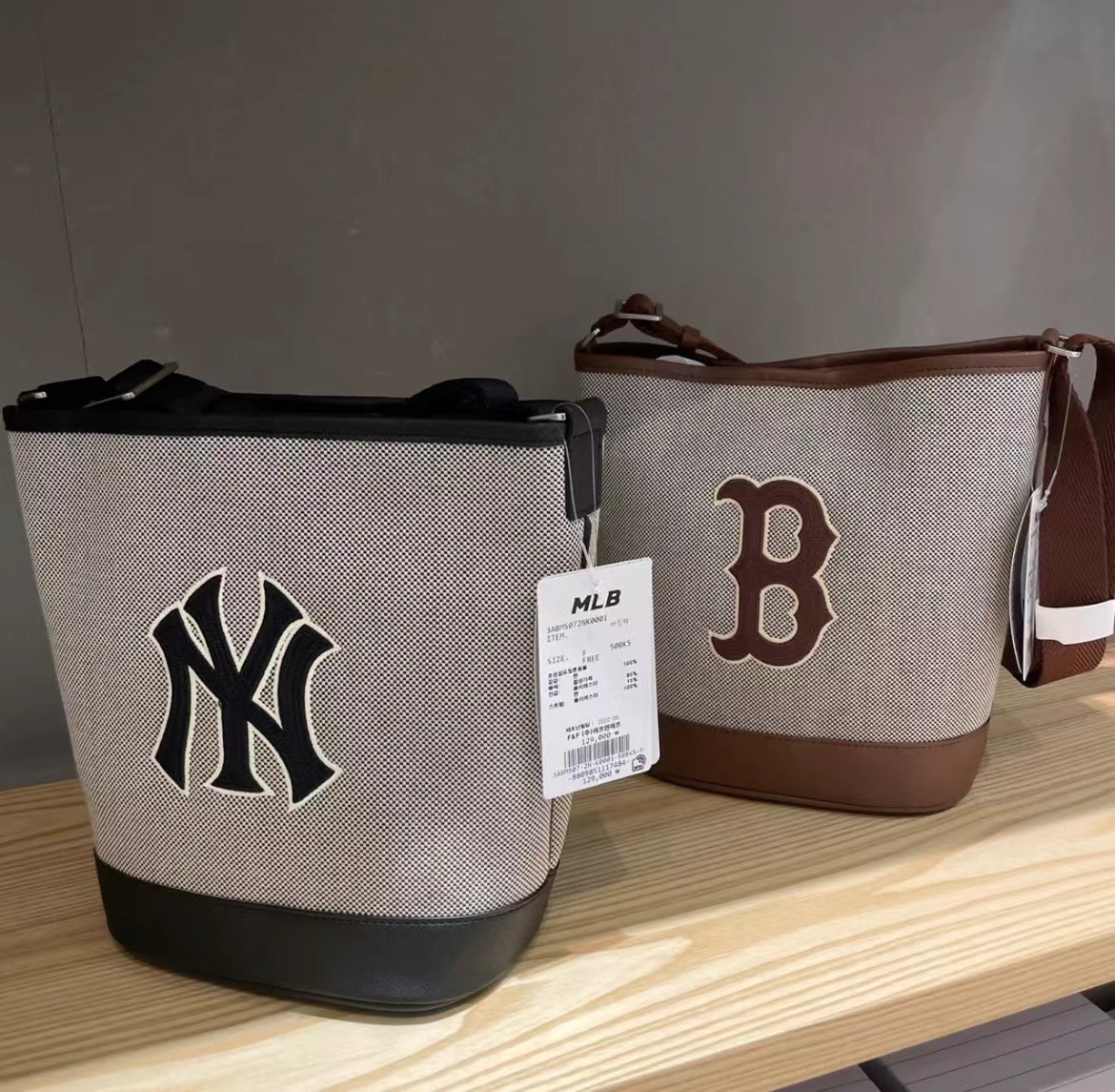 MLB韩国大容量帆布水桶包时尚潮流单肩包休闲运动斜跨女包-阿里巴巴