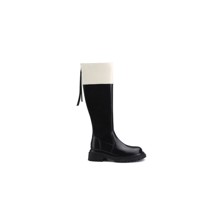 Uva mamá mismo estilo otoño e invierno Nuevo color a juego de moda punta redonda grueso inferior talón grueso de longitud media botas de caballero de adelgazamiento
