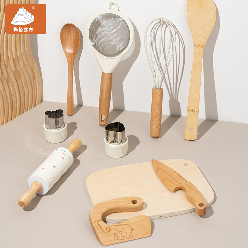 Juguetes de vino casero de madera para niños pueden cortar verduras para hacer galletas y pasteles de mesa cocina