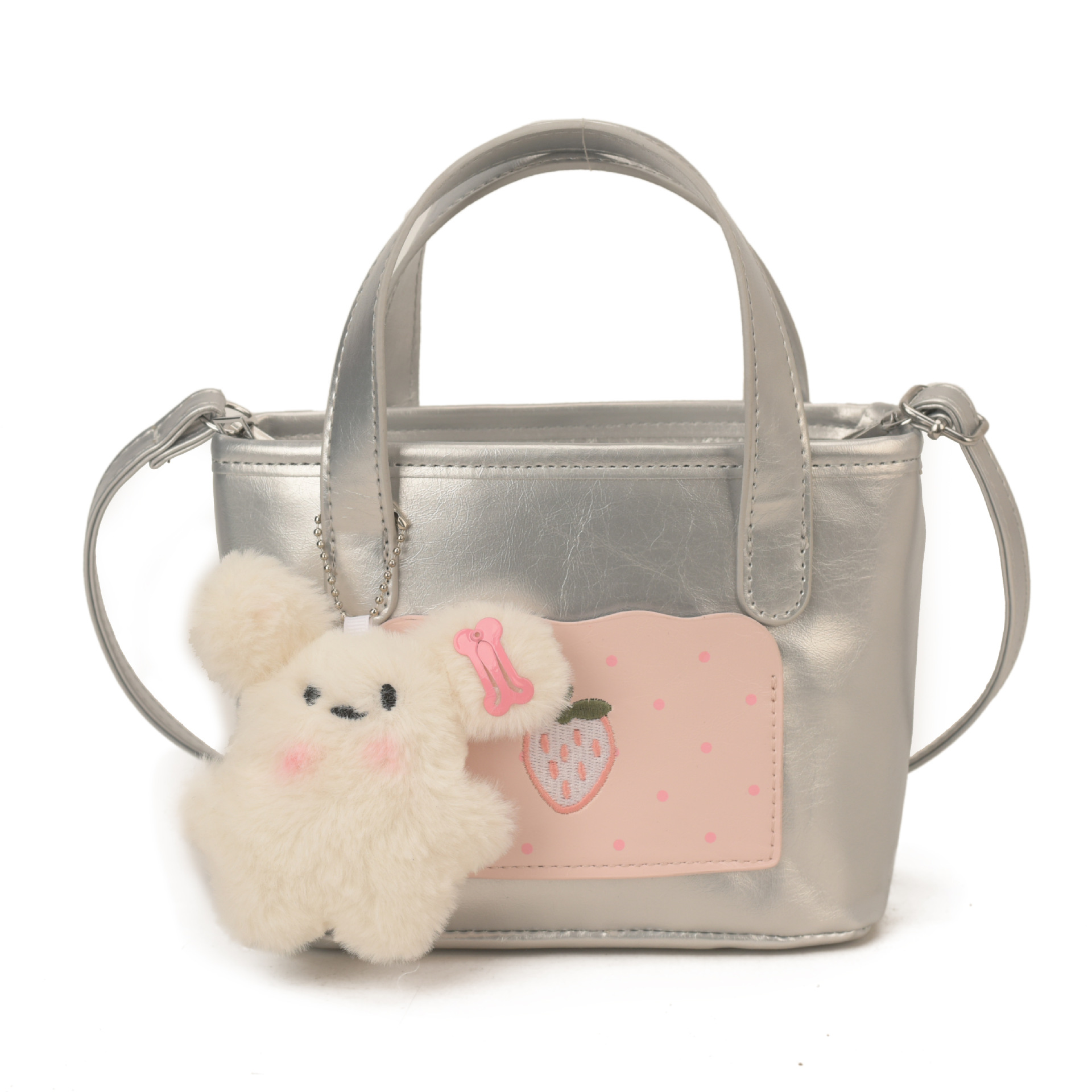 Bonita cesta de fresa pequeña bolsa de dibujos animados perros colgantes bolsas de hombro para hombres y mujeres nuevos accesorios para niños bolsas de moda coreana