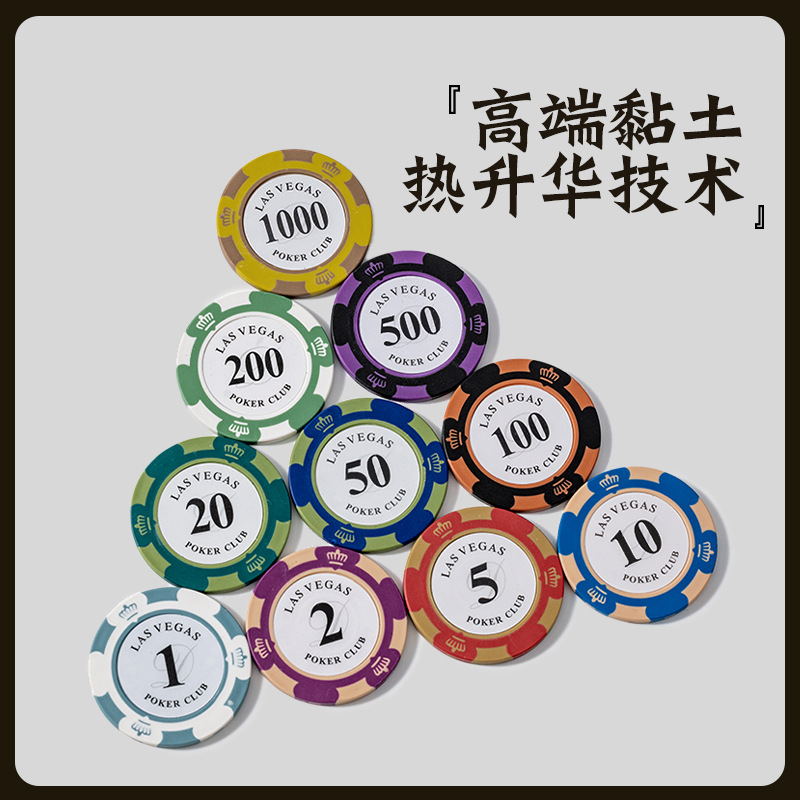 Conjunto de chips de poker de Texas Crown Clay Mahjong Room Moneda de chip especial caja de aluminio de alta calidad tela de mesa de poker