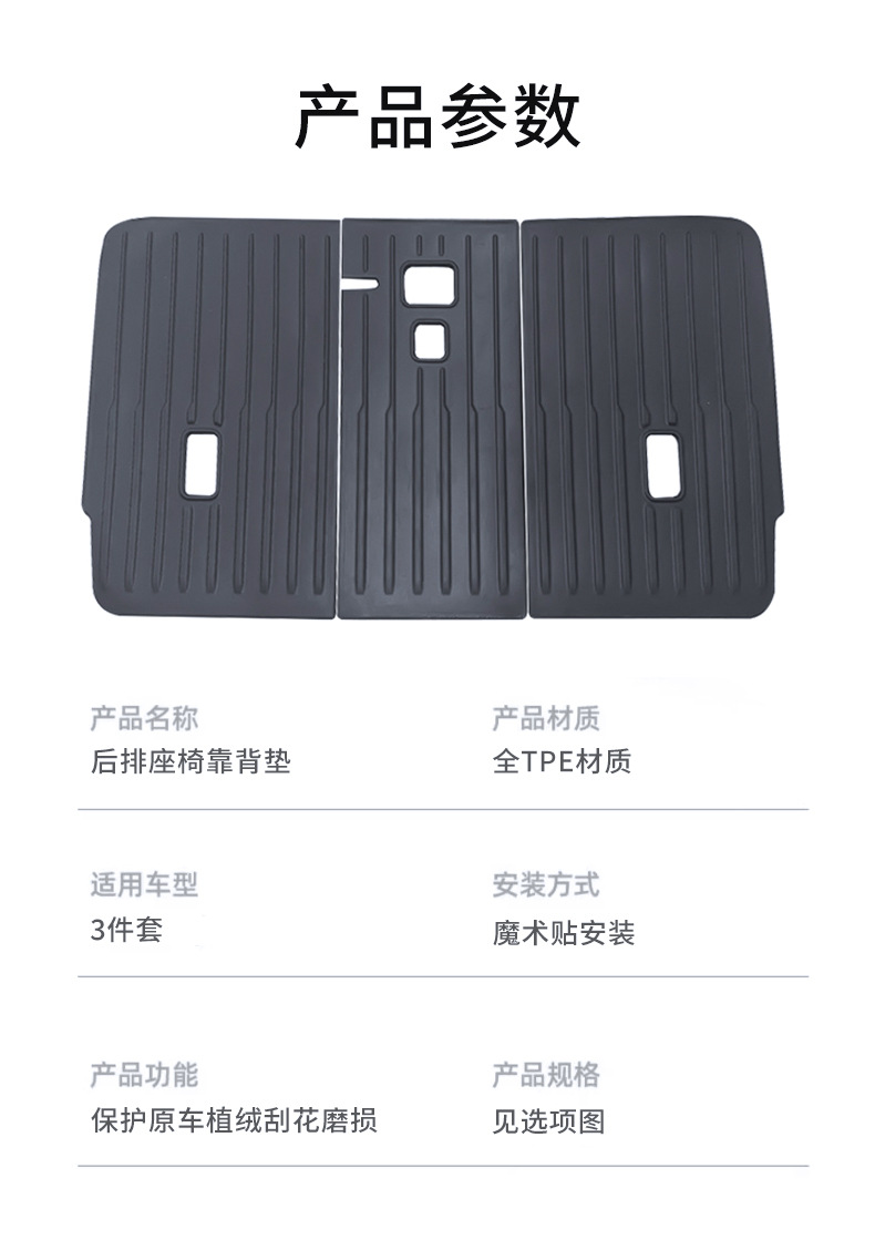 Rear Seat Backrest Pad TPE Interior Accessories for Tesla Model Y/3