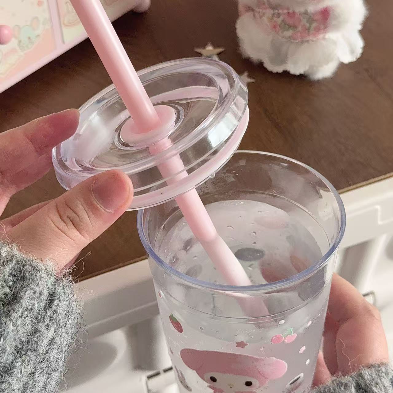 少女心美乐蒂吸管塑料水杯子送女生闺蜜同学卡通高颜值实用生日礼