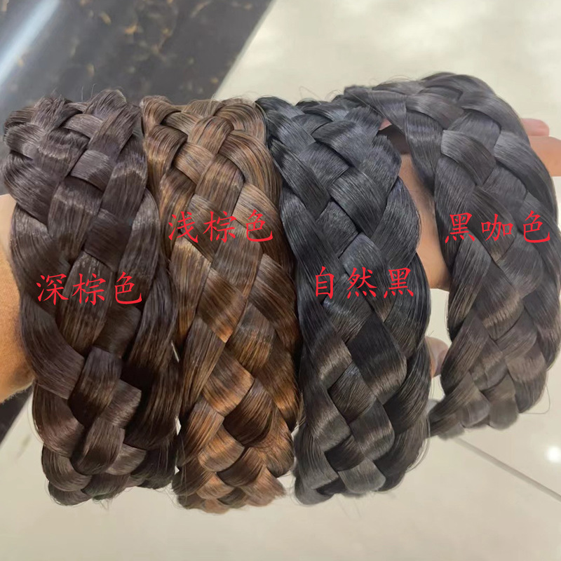 魚の骨のお下げのカチューシャの女性の編み物のヘアピンの一体の麻の花のお下げのかつらのカチューシャの高頭の髪の束のカチューシャの飾り|undefined