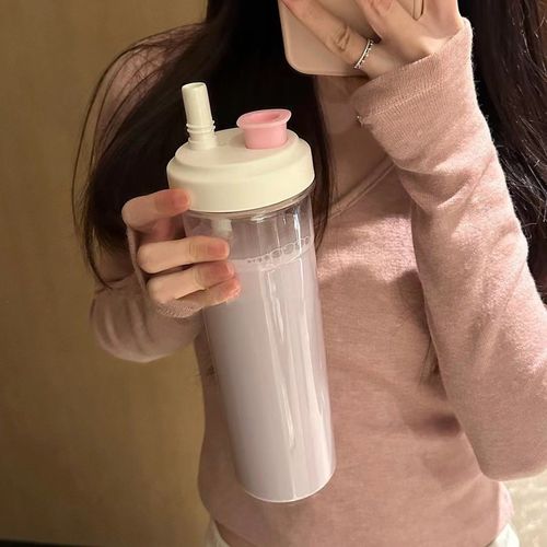 High-looking Korean-style large-capacity straw plastic cup with high temperature resistance and portable ins Feng Shui cup milk tea cup