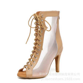 2026新款网面HEELS现代爵士舞蹈鞋女中跟软底