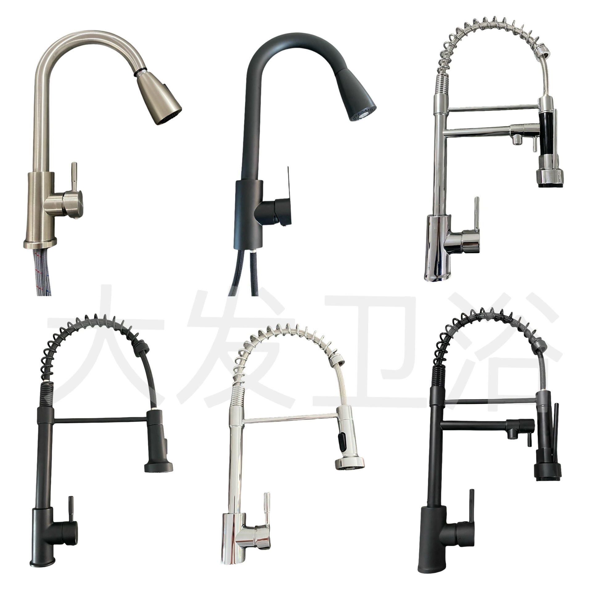 Cross-Border Plastic Steel Pull-Out Kitchen Faucet with Hot and Cold Water, Multi-Functional, Dual Outlet, and Retractable