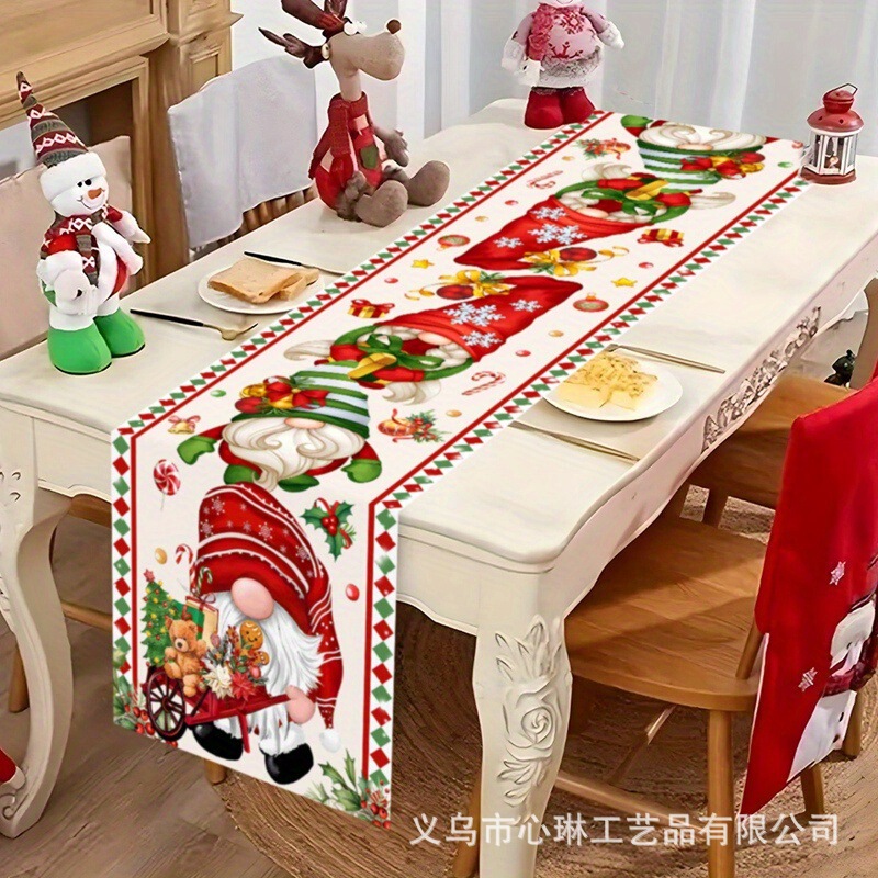 跨境新款桌旗高级感节日派对主题桌布圣诞节印花派对家居装饰定制|undefined