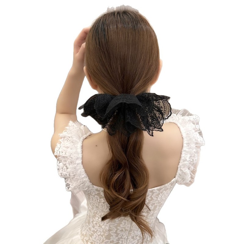 レースガール～二層スカート、レースヘアゴム、高級気質ヘアアクセサリー、ローポニーテールカチューシャ、スイートインテースループ|undefined