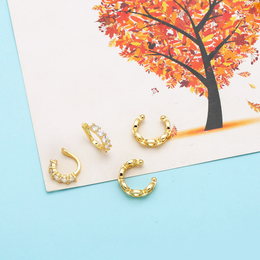 Fashion Geometric Copper Inlay Zircon Ear clips 1 Pair