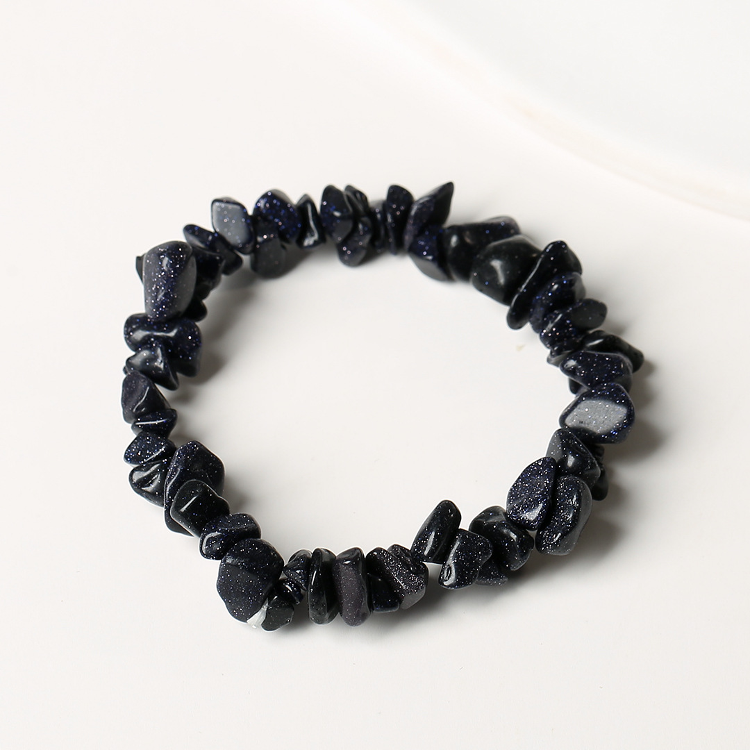 Pulsera de anillo único de piedra de cuartil natural irregular pulsera de cuerda elástica de piedra original estilo fresco simple y versátil