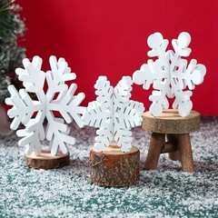 跨境木质立体雪花木片冬日氛围拍照道具挂件家居圣诞节装饰摆件