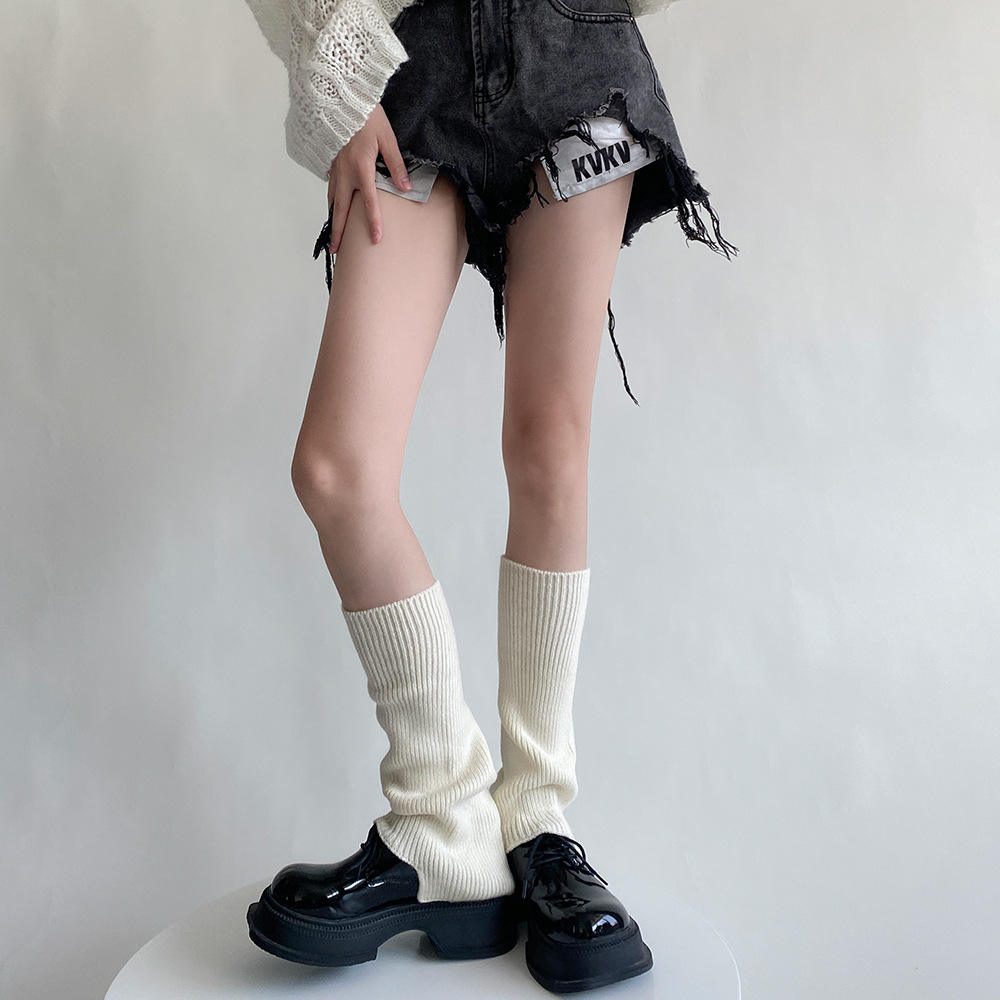 Soft And Lazy Style Notched Stacked Socks With ASense Of Design,Trapezoidal Layering,Calf Leg Sleeves,Wool,Warm And Gentle Leg Sleeves