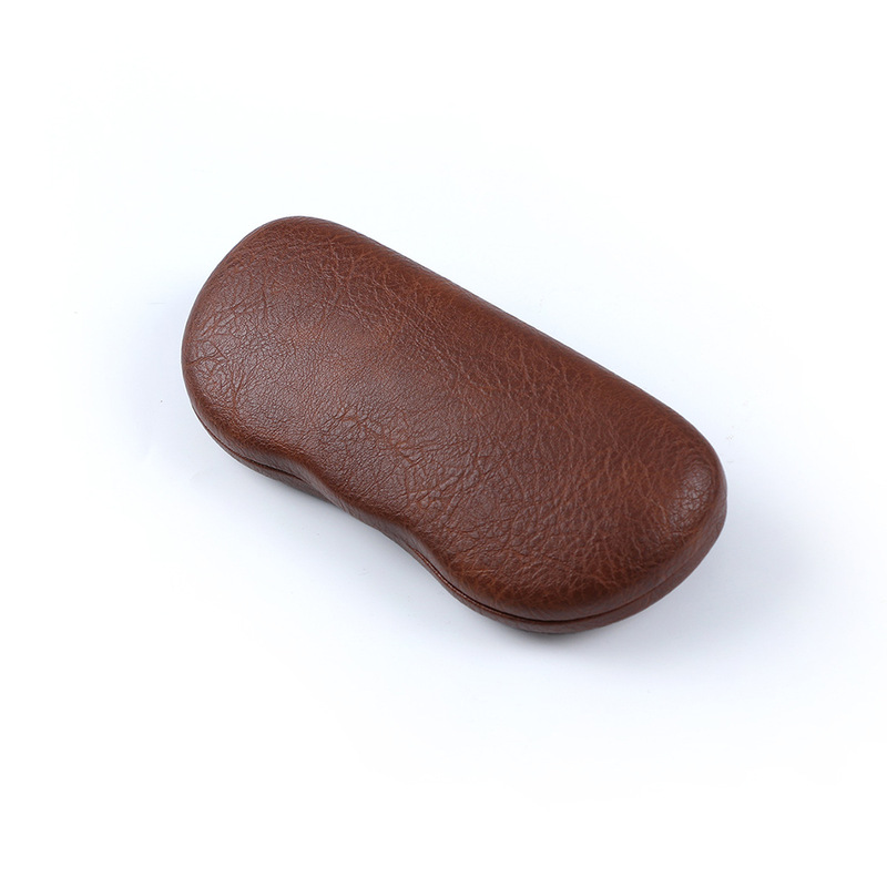 Irregularly shaped wavy edge PU leather glasses case, vintage texture hard anti-pressure eyeglass case for prescription frames and sunglasses
