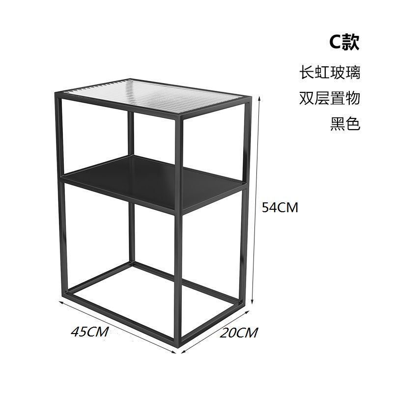 Sofá doméstico de sala de estar, mesa de té, estantería de vidrio de piso, dormitorio, borde de la cama, pequeño tablero de hierro forjado ultra estrecho