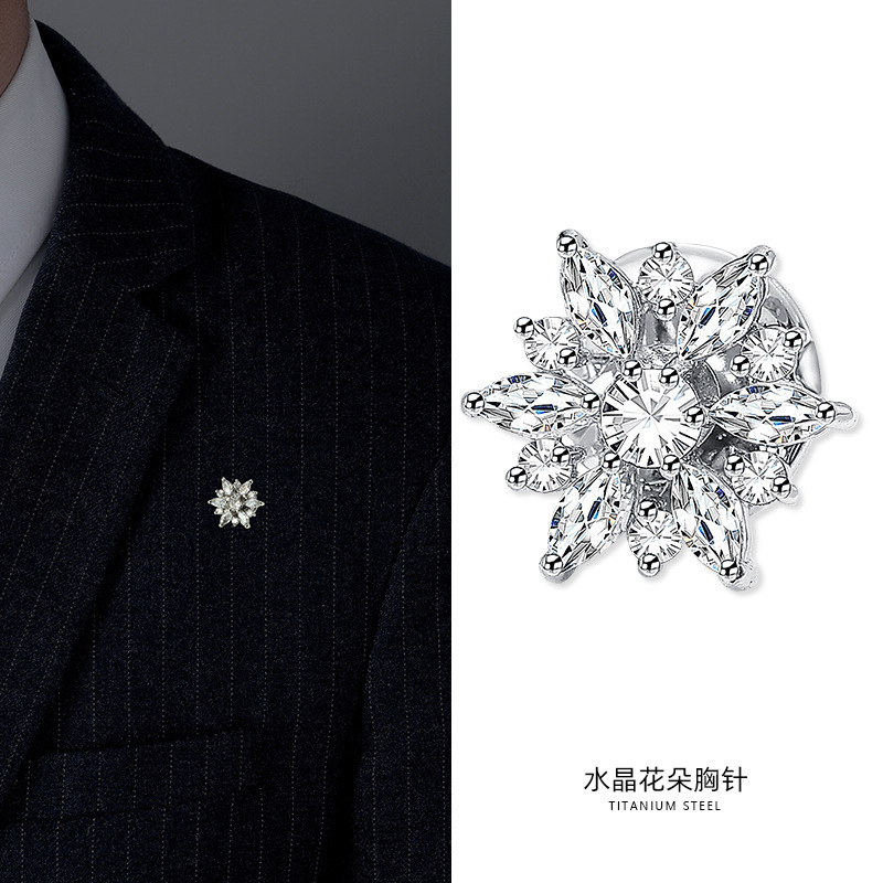 Brooch men's suit design sense niche high-end corsage six-pointed star diamond fashion brand badge simple temperament accessories